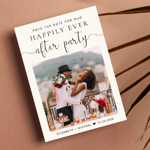 Chic Photo Cream Wedding Reception Save the Date Announcement