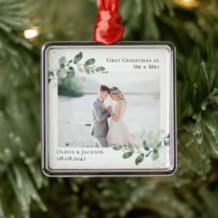 Chic Photo Eucalyptus Wedding Metal Ornament
