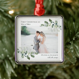 Chic Photo Eucalyptus Wedding Metal Ornament
