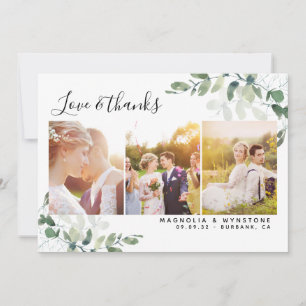 Chic Photo Eucalyptus Wedding  Thank You Card