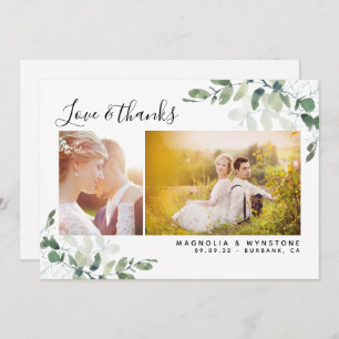 Chic Photo Eucalyptus Wedding  Thank You Card