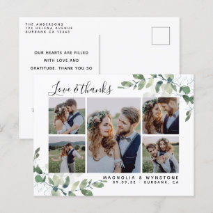 Chic Photo Eucalyptus Wedding Thank You Postcard