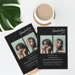 chic photo graduation Minimalist black and white Invitation