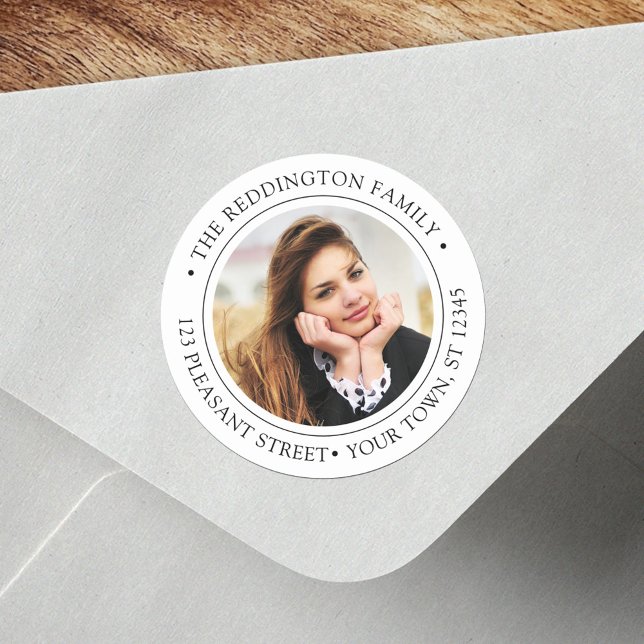 Chic Photo Graduation Round Return Address Label (Creator Uploaded)