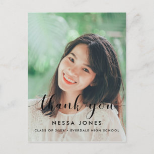 Chic Photo graduation Thank you Postcard