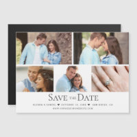 Chic Photo Grid Wedding Save the Date magnetic