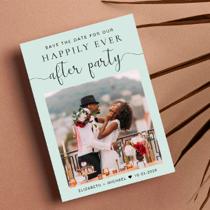 Chic Photo Mint Wedding Reception Save the Date Announcement
