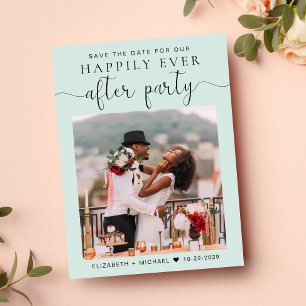 Chic Photo Mint Wedding Reception Save the Date Announcement Postcard