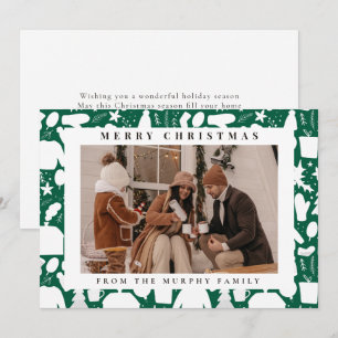 Chic Photo portrait White Winter Family Christmas Holiday Card