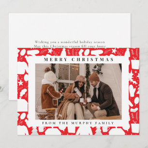Chic Photo portrait White Winter Family Christmas Holiday Card