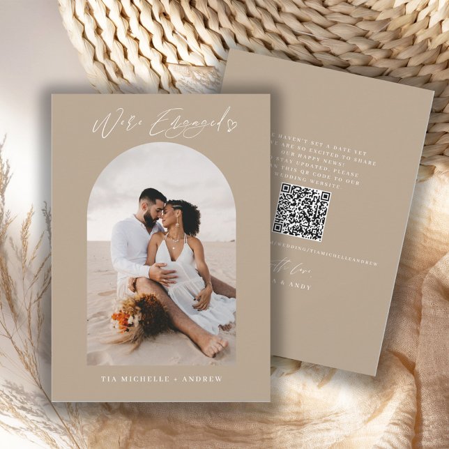 Chic Photo QR Code Wedding Engagement Announcement (Creator Uploaded)