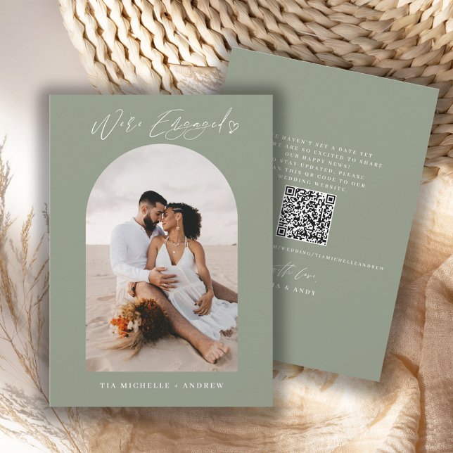 Chic Photo QR Code Wedding Engagement Announcement (Creator Uploaded)
