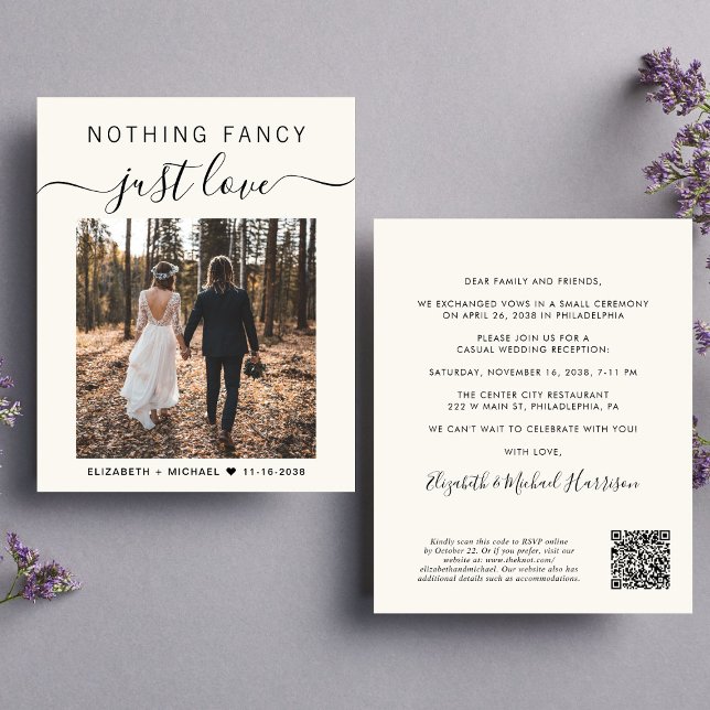 Chic Photo QR Code Wedding Reception Invitation (Creator Uploaded)