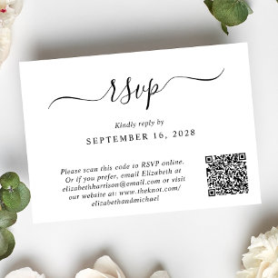 Chic Photo QR Code Wedding RSVP Card