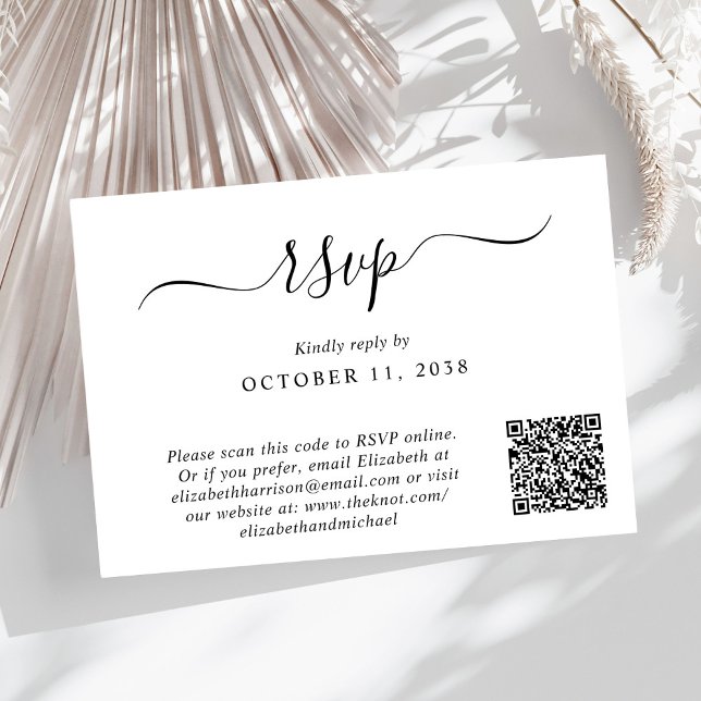 Chic Photo QR Code Wedding RSVP Card (Input your wedding website address to create a QR code for guests to scan to RSVP online)