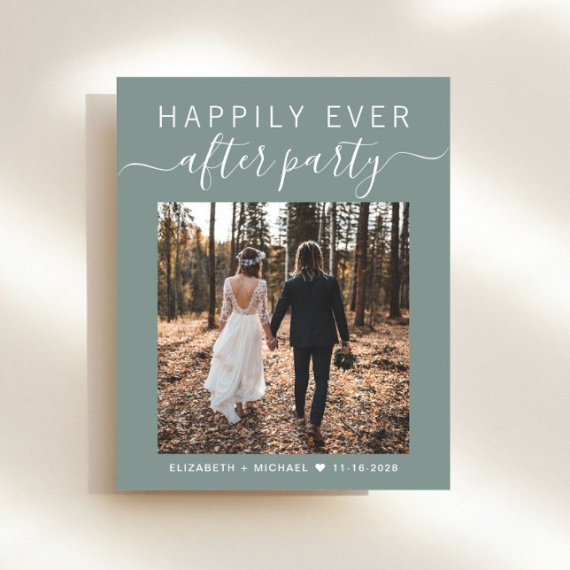 Chic Photo Sage Green Wedding Reception Invitation (Creator Uploaded)