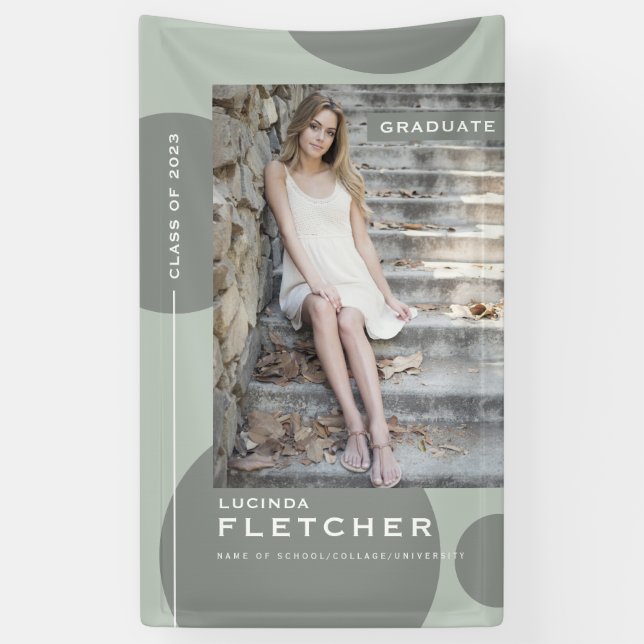 Chic Photo Template Graduate Graduation Party Banner (Vertical)