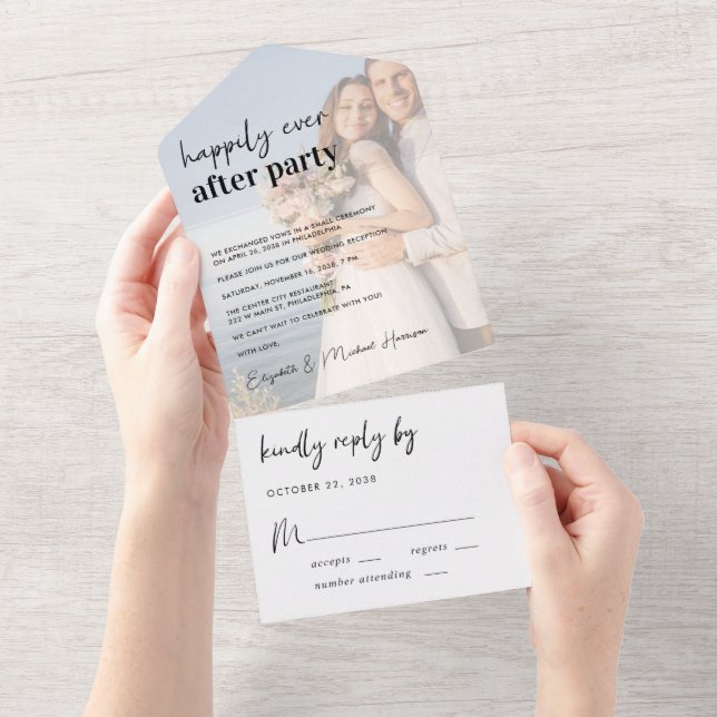 Chic Photo Wedding Reception All In One Invitation (Tearaway)