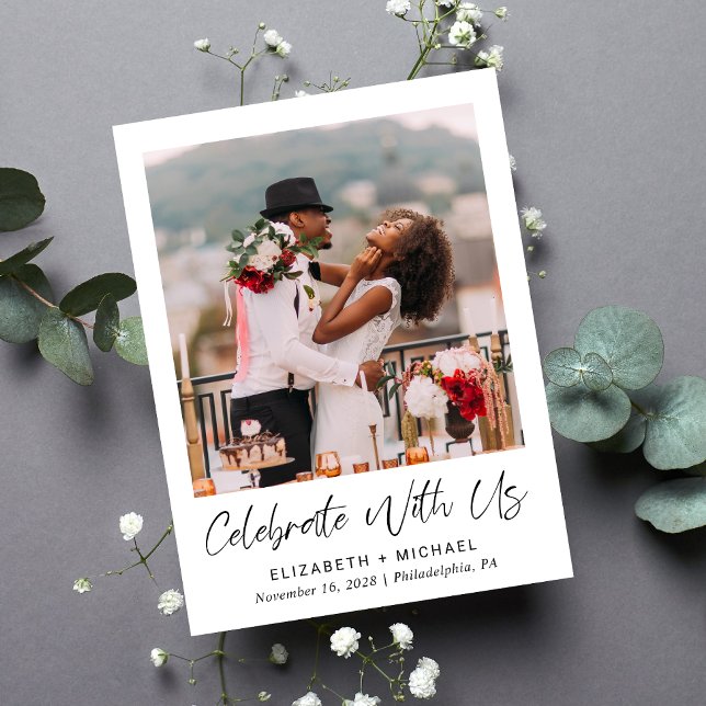 Chic Photo Wedding Reception Invitation Postcard (Creator Uploaded)