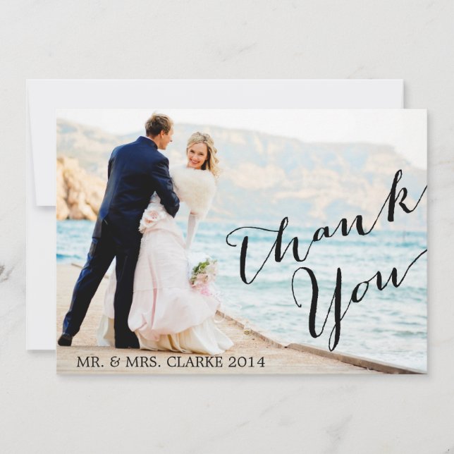 Chic Photo Wedding Thank You Card (Front)