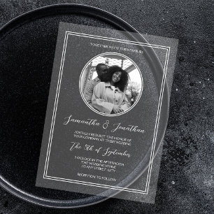 Chic Photo White Calligraphy Script Wedding  Acrylic Invitations