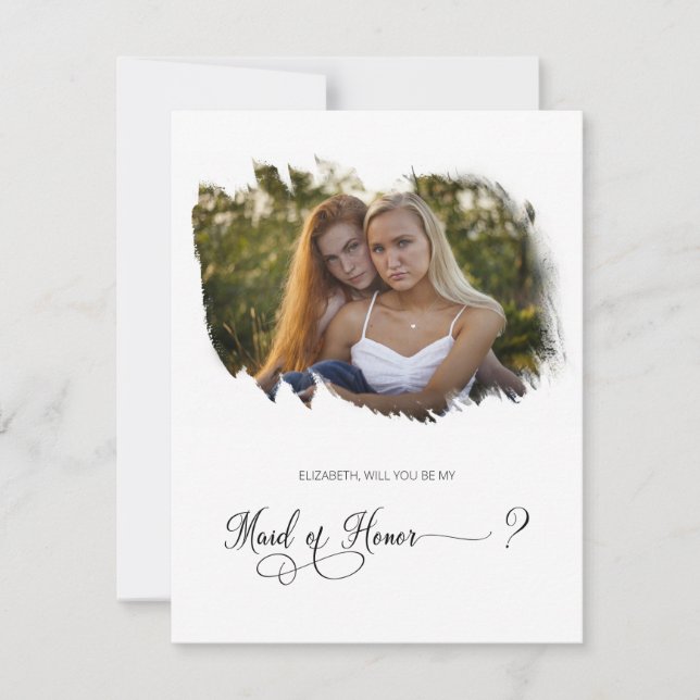 Chic Photo Will You Be My Maid Of Honor Card (Front)