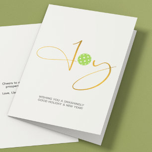 Chic Pickleball "Joy" White Christmas Holiday Card