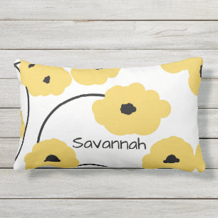 CHIC PILLOW_MOD YELLOW & BLACK POPPIES OUTDOOR CUSHION