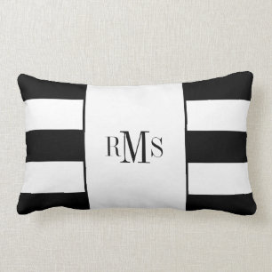 CHIC PILLOW_MODERN BLACK & WHITE STRIPES LUMBAR CUSHION