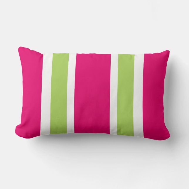 CHIC PILLOW_PRETTY 561 HOT PINK/60 GREEN STRIPES LUMBAR CUSHION (Front)