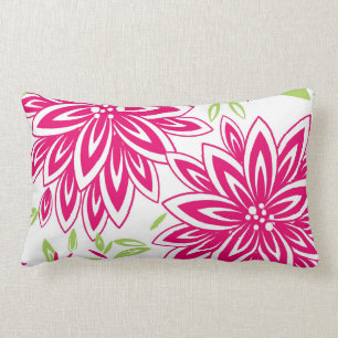 CHIC PILLOW_PRETTY 561 HOT PINK/GREEN FLORAL LUMBAR CUSHION