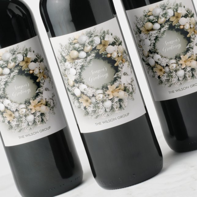 Chic Pine Christmas Wreath Wine Label (Creator Uploaded)