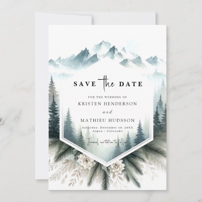  Chic Pine Mountain Wedding  Save The Date (Front)