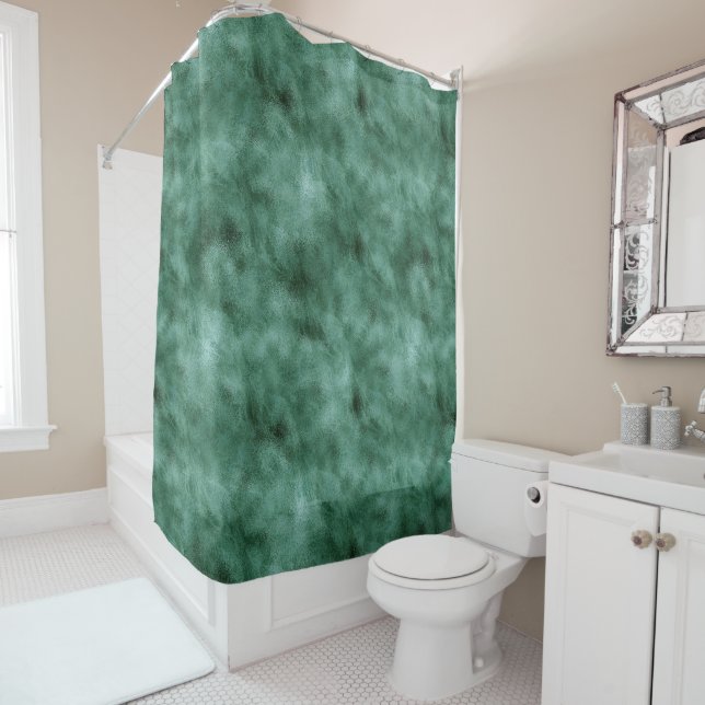 Chic Pine Teal Green Shower Curtain (In Situ)