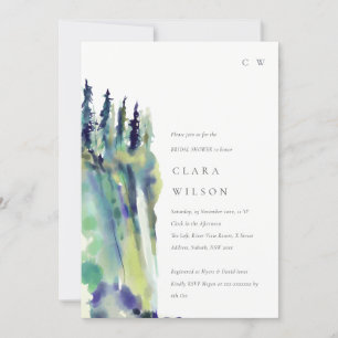 Chic Pine Tree Mountain Landscape Bridal Shower Invitation