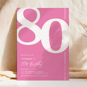 Chic Pink 80th Birthday Invitation