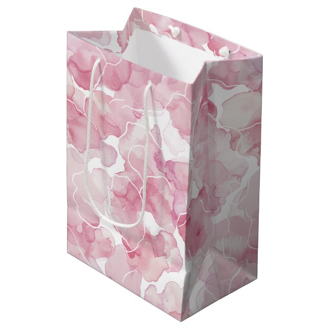 Chic Pink Abstract Bridal Shower Medium Gift Bag (Front Angled)