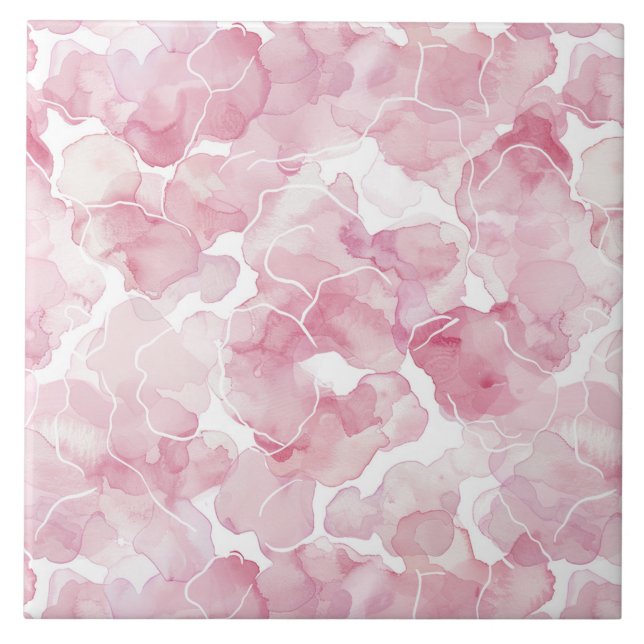 Chic Pink Abstract   Ceramic Tile (Front)