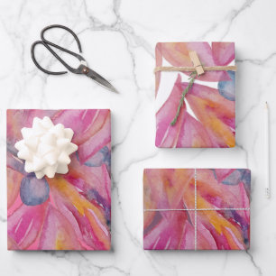Chic Pink Abstract Watercolor Art Wrapping Paper Sheet