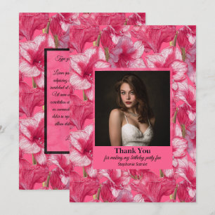 Chic Pink Amaryllis Surprise Birthday Present Thank You Card