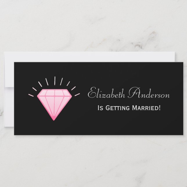 Chic Pink and Black Diamond Bling Bridal Shower Invitation (Front)