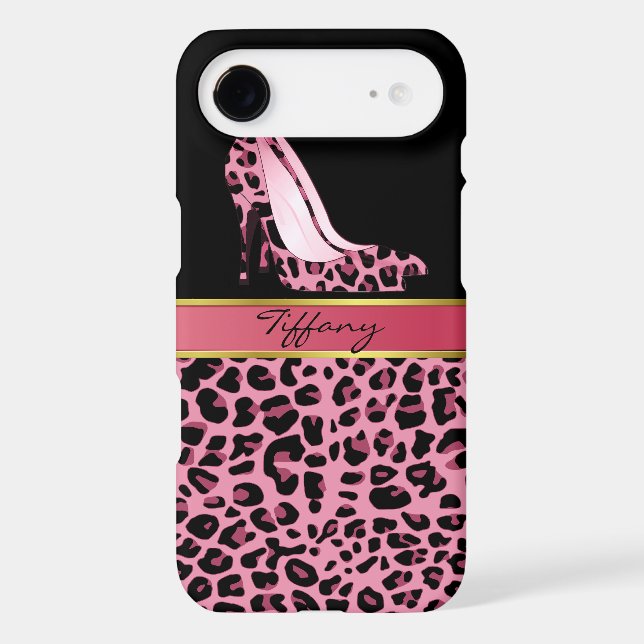 Chic Pink and Black Jaguar Print iPhone 6 Case (Back)