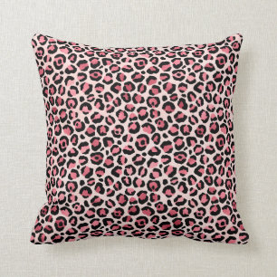 Chic pink and black leopard print cushion