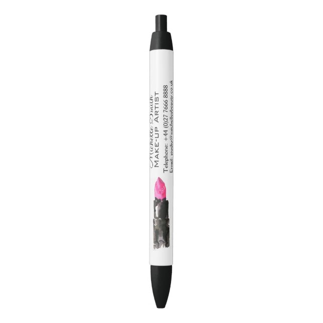 Chic pink and black watercolor lipstick Makeup  Ink Pen (Front Vertical)