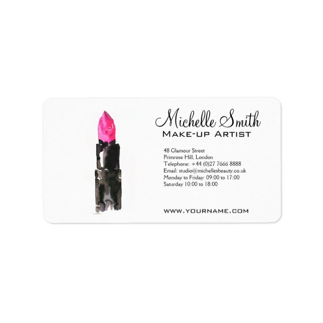 Chic pink and black watercolor lipstick Makeup  Label (Front)