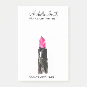 Chic pink and black watercolor lipstick Makeup  Post-it Notes