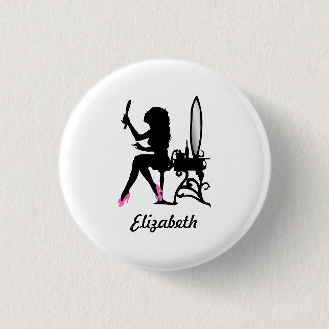 Chic Pink and Black Woman of Fashion Silhouette 3 Cm Round Badge (Front)