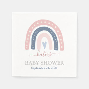 Chic Pink and Blue Rainbow Baby Shower Napkin