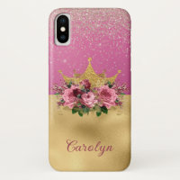 Chic Pink and Gold Floral Crown