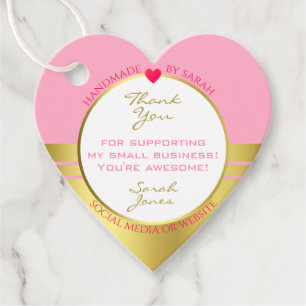 Chic Pink and Gold Frame Pretty Marketing Supplies Favour Tags